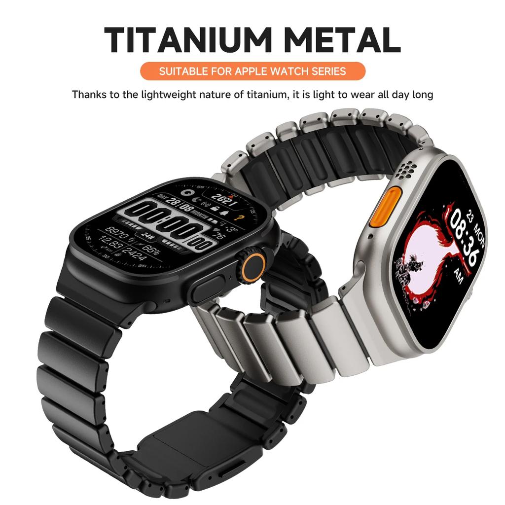 Cinturino Magnetico in Titanio e Silicone per Apple Watch Ultra 3/2/1 49mm Serie 11 10 46mm Cinturino Metallico per Iwatch 9 8 7 45mm 6 SE 5 44mm