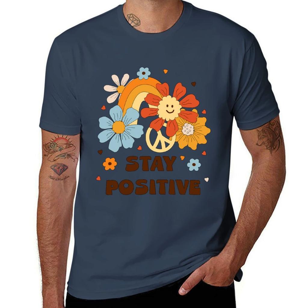 Stay Positive Tshirt Basic Crew Neck Short Sleeve Top Tshirt