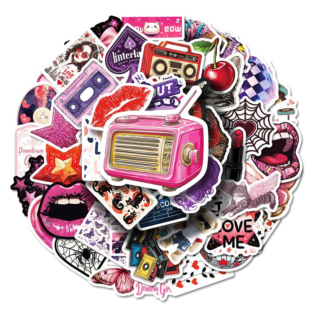 10/30/50pcs Y2K Red Lip Series Stickers Love Kawaii Aesthetic Graffiti Decals DIY Scrapbook Fridge Suitcase Cool Cartoon Sticker