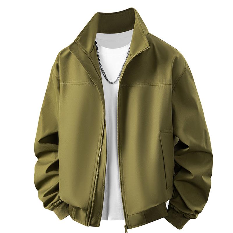 Men's Cross-Border Korean Style Stand-Collar Jacket - Trendy, Loose Fit for Spring & Autumn