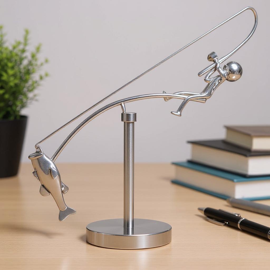 Kinetic Fishing Sculpture Balance Art for Your Space Balance Art Sculpture Fisherman Balancing Figurine Ornament Home Decoration
