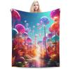 Soft Flannel Fleece Blanket Throw, Psychedelic Balloon Pattern , Lightweight Cozy Throw Blankets for All Season, Bedding Blanket for Sofa
