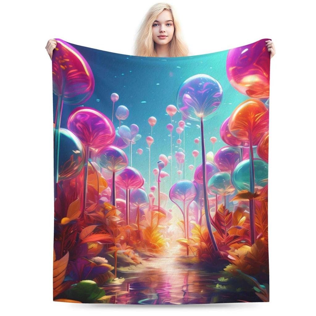 Soft Flannel Fleece Blanket Throw, Psychedelic Balloon Pattern , Lightweight Cozy Throw Blankets for All Season, Bedding Blanket for Sofa
