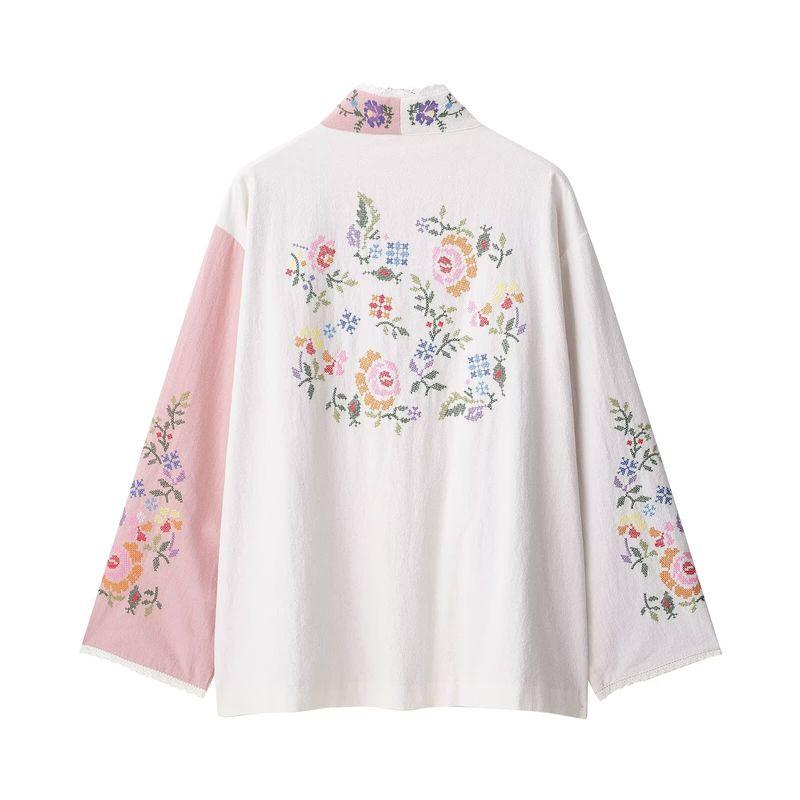 Araltay New Arrival Fashion Style Women's Clothing Fashionable All-Match Cotton Flower Embroider Long Shirt Outwear 4786205