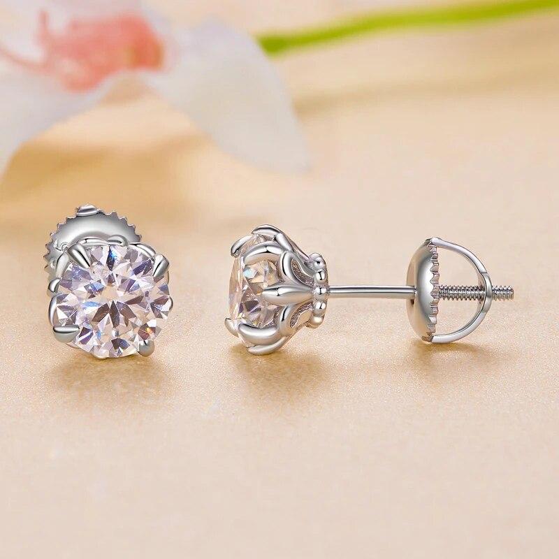 D Color 0.5/1CT VVS1 EX Moissanite Stud Earrings S925 Platinum Plated Earrings Lab Diamond Shining Valentine's Day Gift