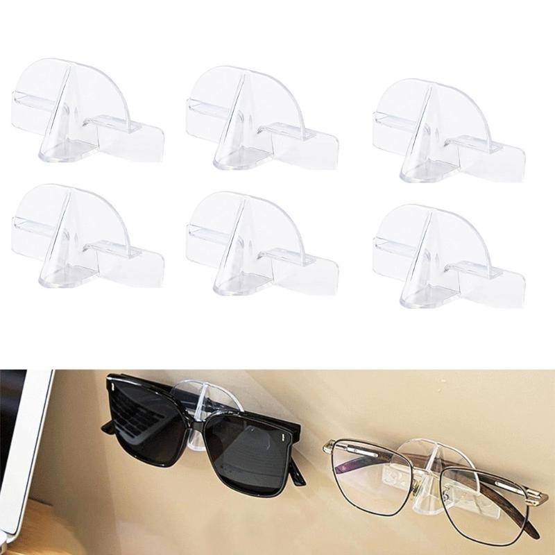 6Pieces Glasses Rack Adhesive Holders Compact Glasses Storage Solution For Home Office And Vehicle Interiors