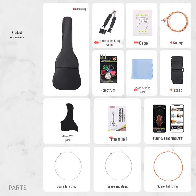 Akazienvogel 36-Zoll Anfänger Folk-Gitarre