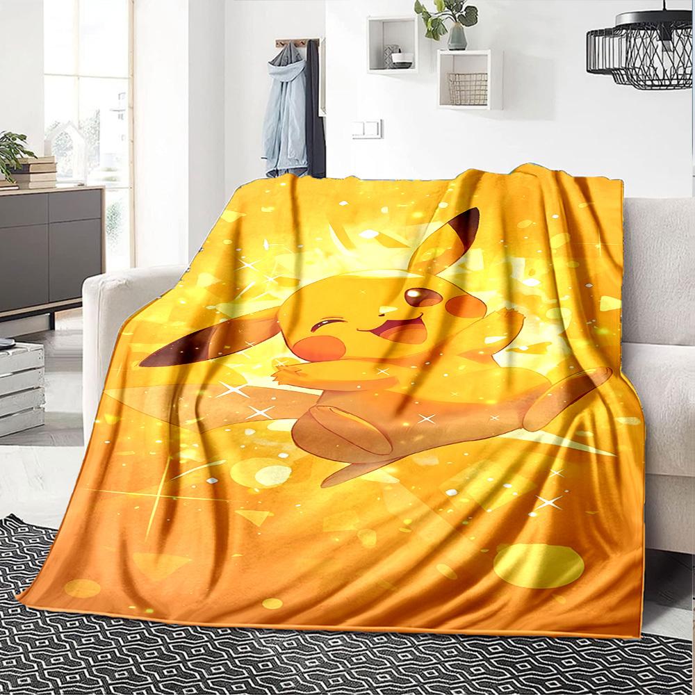 1pc Pikachu Sparkle blanket Lightweight Flannel Throw for Sofa Bed Travel Camping Livingroom Office Couch Chair