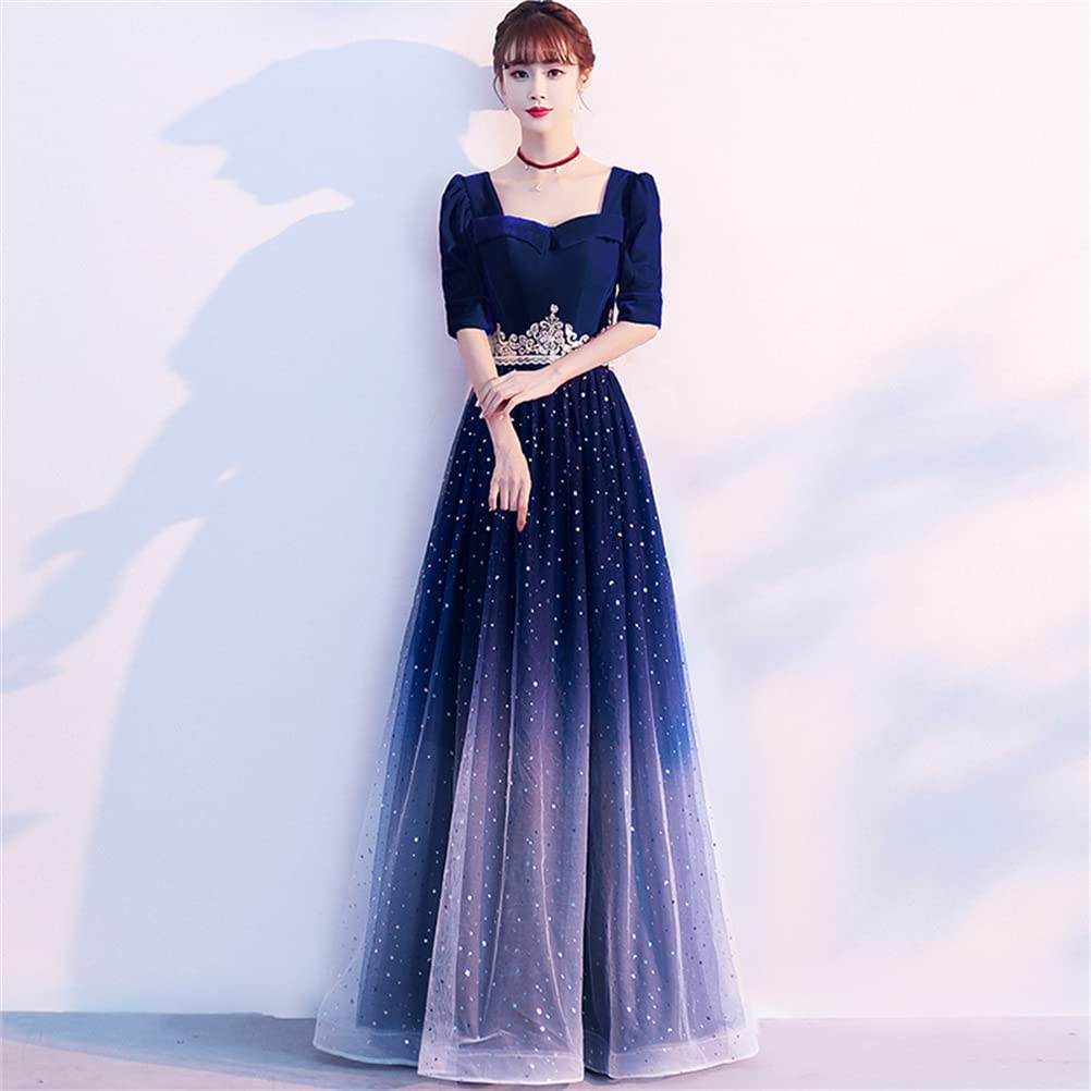 JINZUOMA Evening Long Tulle Formal Short Slim Starry Sky Perfect for and Parties Size Women's Dress, Dress, Dress, Dress, Sleeve, Elegant,