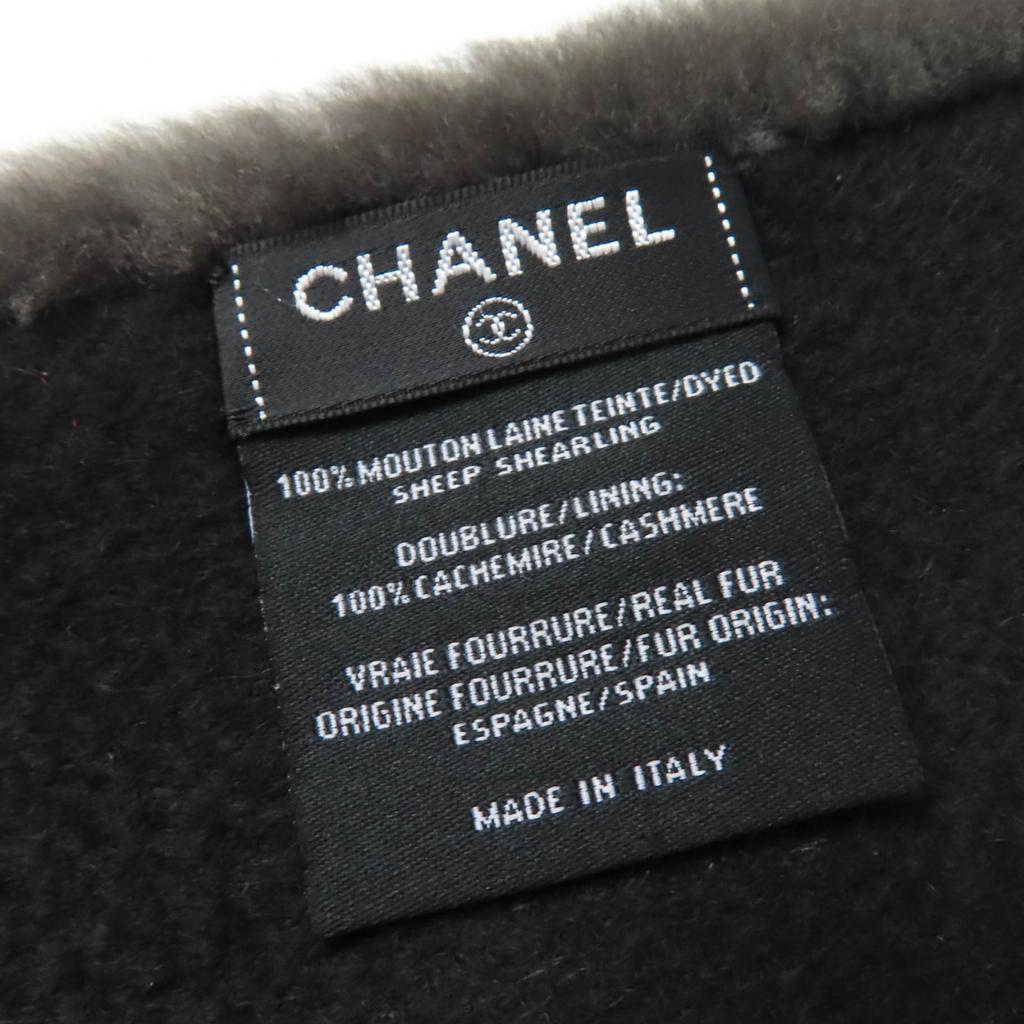 Chanel Shawl COCO Mark Logo Design Tippet Gray Mouton Women 20B AA7074 Used