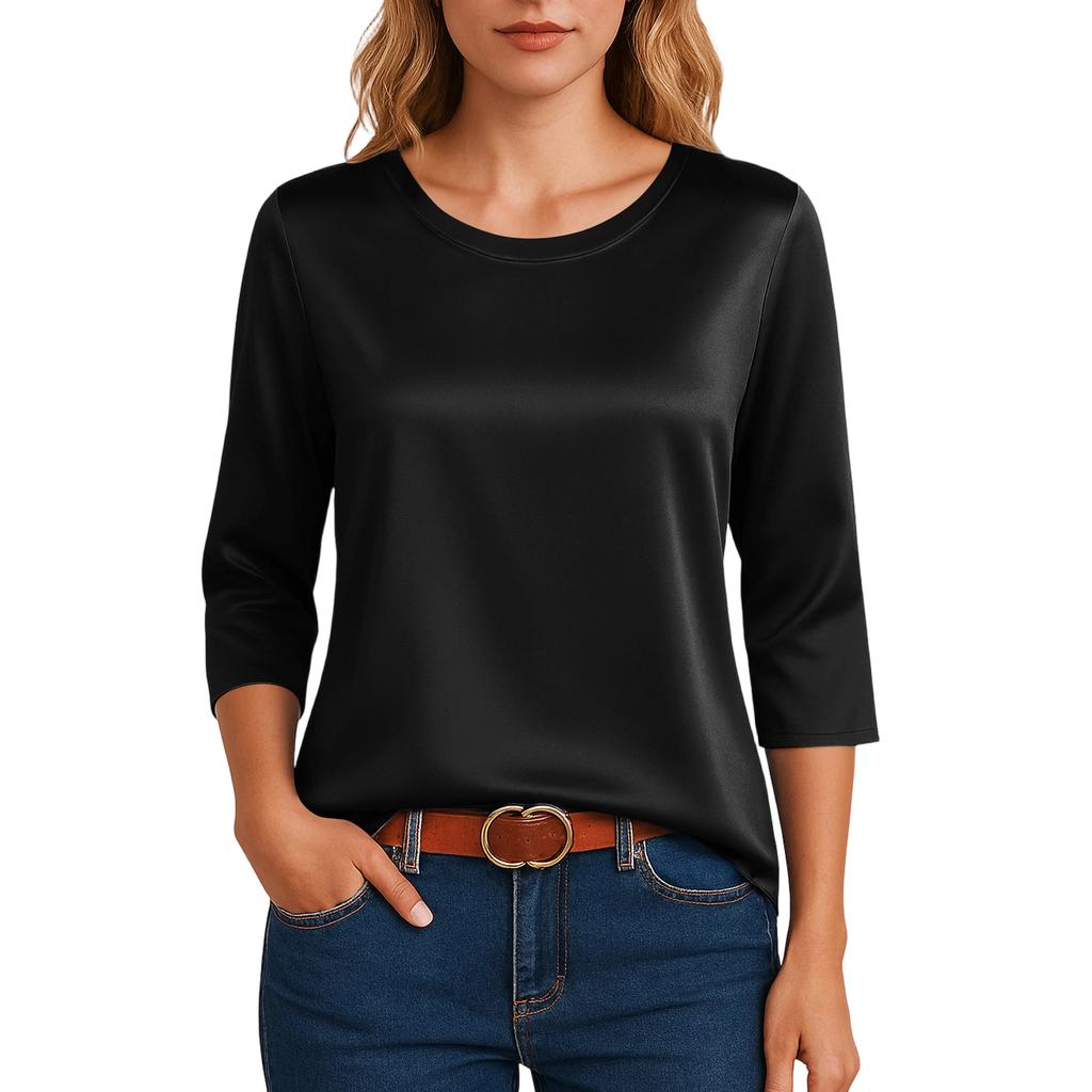 Bluse Für Damen Festlich 3/4 Langarm Hemden Business Casual Outfit Oberteile