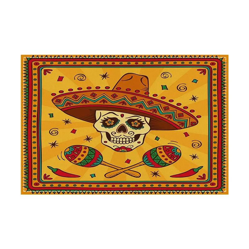 1 st linne Cinco De Mayo-underlägg Mexikanska bordsunderlägg Kök Cinco De Mayo-helgfest Bordsunderlägg Dekorationer