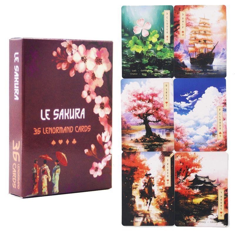 Le Sakura Lenormand Cards - 36 Card Deck with Keywords - Japanese Cherry Blossom Themed Oracle Cards 9*6cm розовый