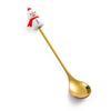 J Stainless Steel Christmas Dessert Spoon & Fork Set with Character Pattern - Festive Stirrer for Coffee & Desserts