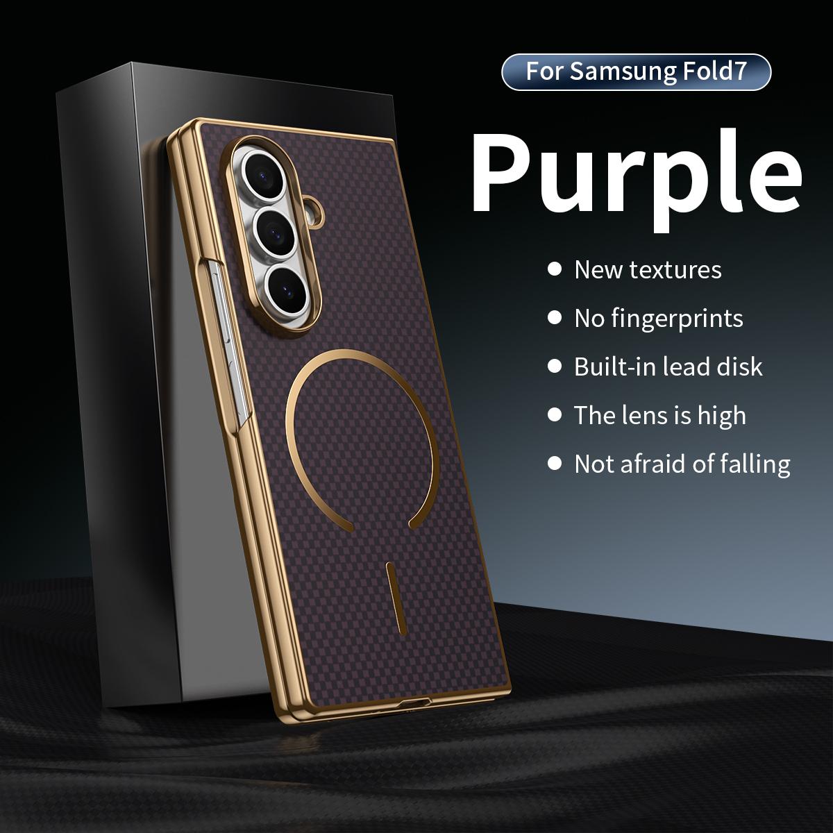 

For Samsung Z Fold 7/6/5/4 Matte Kevlar Texture Phone Case with Touch Pen - Front Screen Glass Film Compatible Case+Screen Protectors&For Galaxy Z Fold 4 фіолетовий