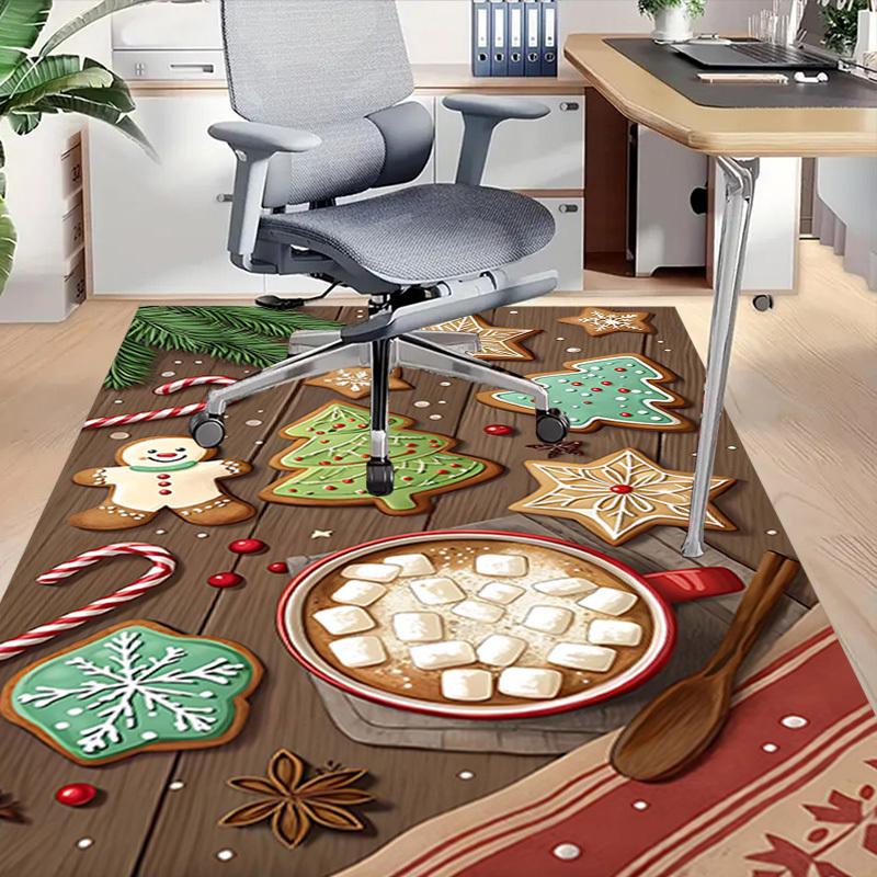 1PC Christmas cookies, hot cocoa Extra Large Non Slip Floor carpet, Office, family, bedroom Large Area Rug Indoor Rugs, Vibrant Colors