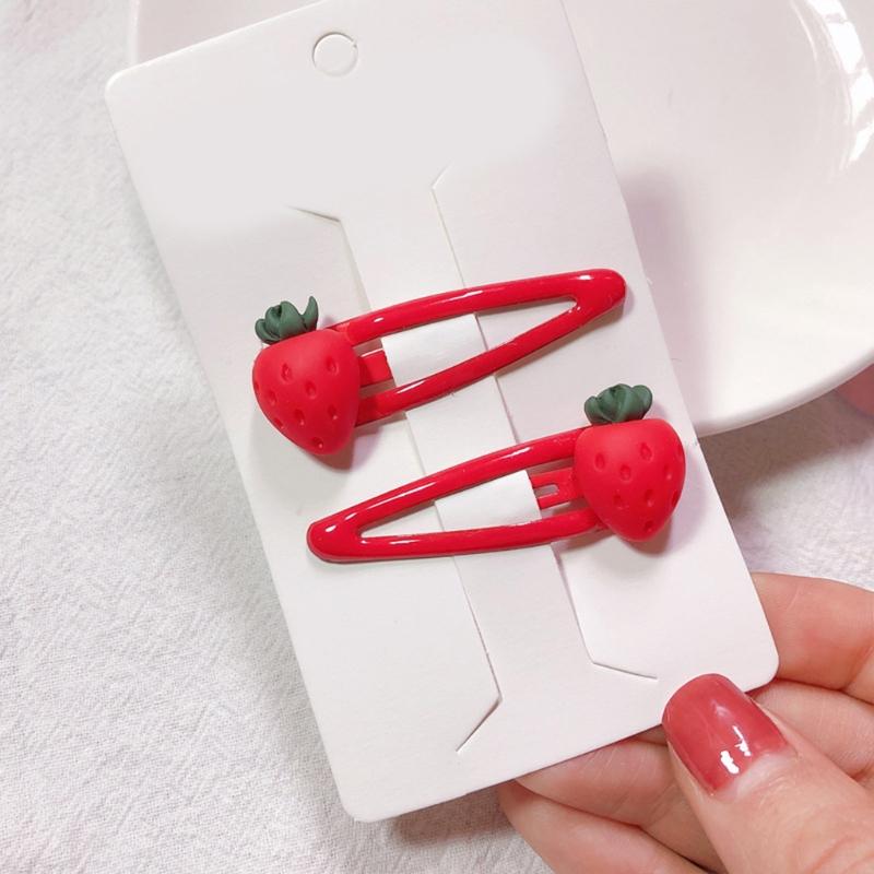 3D Strawberry Hair Clips Non-Slip Cartoon Fruit Clip Fruit Resin Side Clips Sweet Barrette Accessories Ponytail Holder
