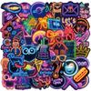 50 Creative Neon Graffiti Stickers for Water Cups, Guitars, and Laptops