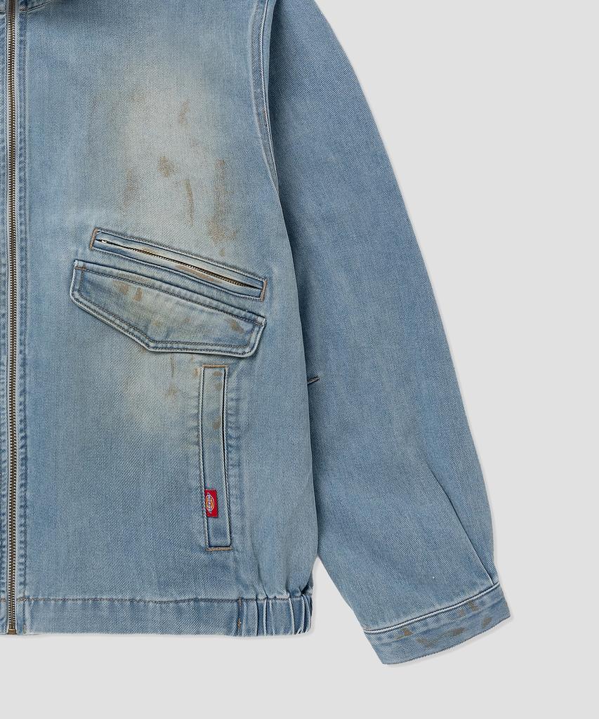 Dickies Oversized Dirty Washed Denim Jacket Blue