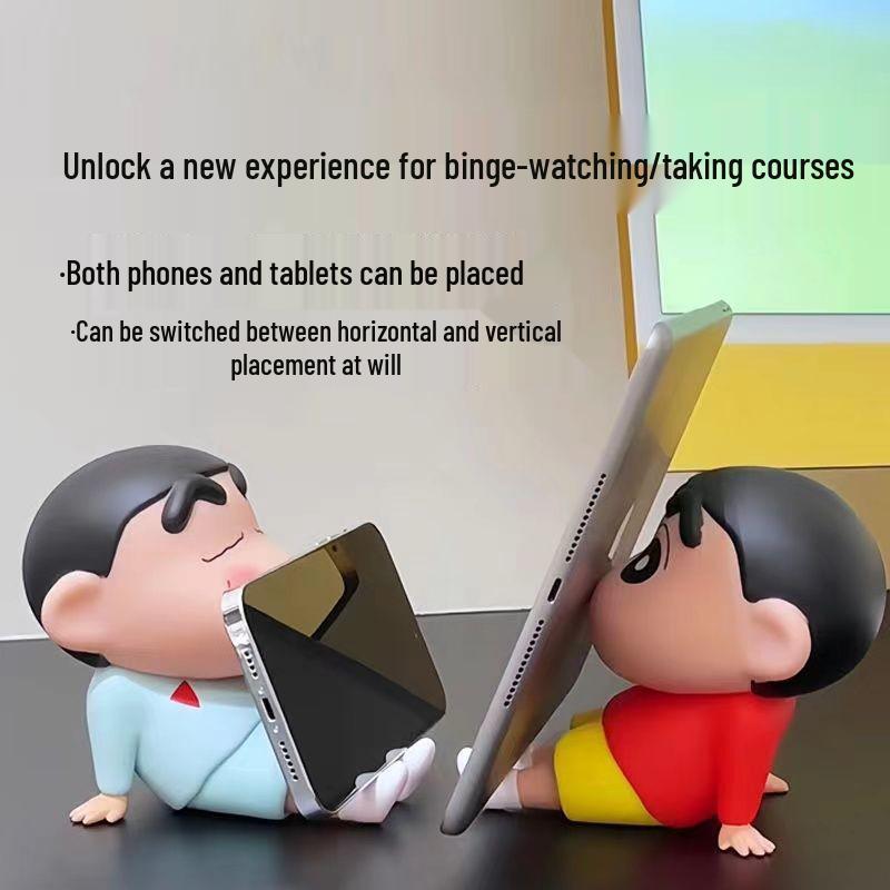 Crayon Shin-chan Phone Holder Figurine - Cute Desktop Ornament