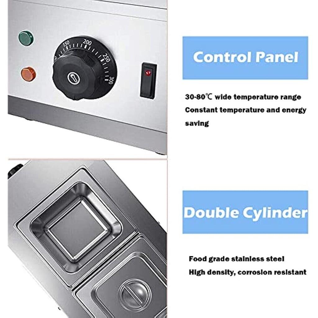 600W 2 Tanks Stainless Steel Liquid Warmer Chocolate Tempering Machine Melting Pot Electric Auto Chocolate Heater