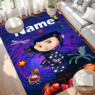 Custom Name Personalized Coraline Print Carpet, Versatile Home Decor Rug, for Playroom, Apartment, Balcony, Entryway, Hallway Gift