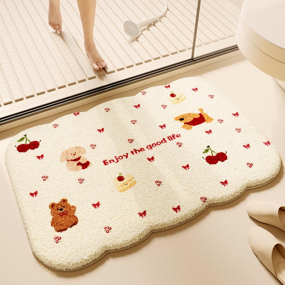 Cartoon-Druck Badezimmer Kaschmir Verdickungsmatte Bad Rutschfeste Teppiche Im Waschbecken Badewanne Boden Teppich Duschraum Fußmatte Memory Foam 3D Pad