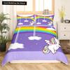 Kids Unicorn Stars King Queen Duvet Cover Cartoon Magic Animal Bedding Set Rainbow Shiny Quilt Cover Polyester Comforter Cover