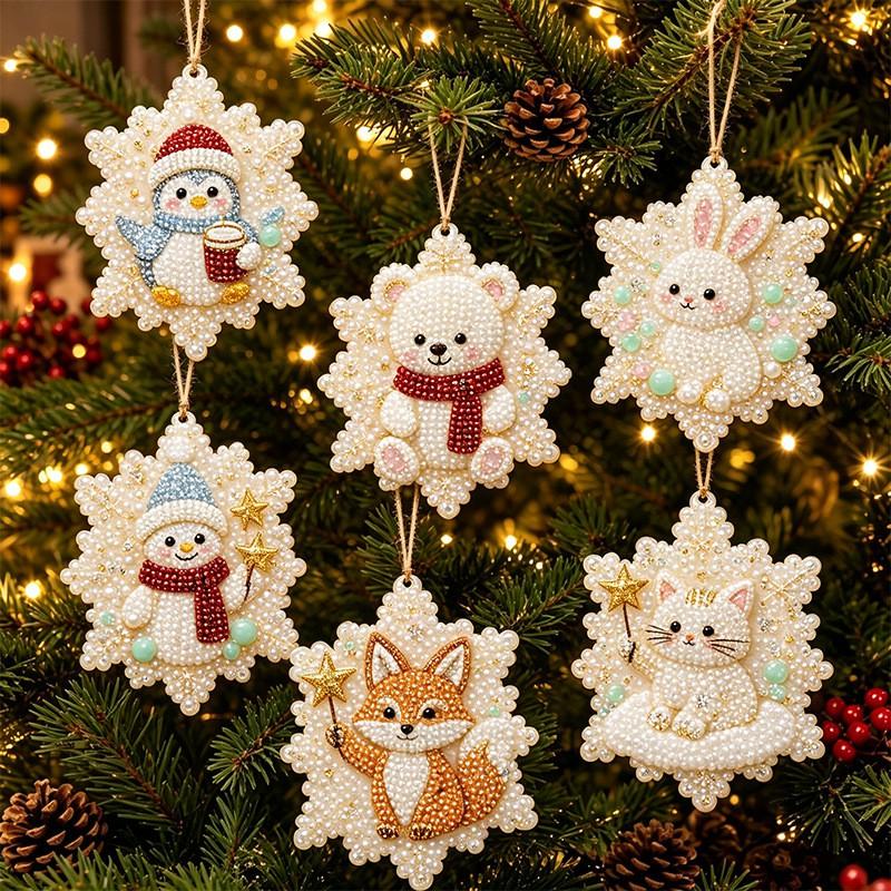 DIY Christmas Pearl Painting Kit Rope Tag Ornament Xmas Tree Decor