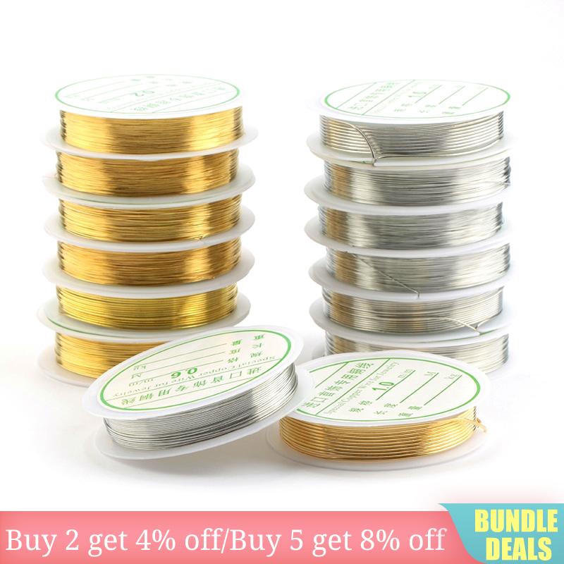 0.2mm-1mm Golden Silver Plated Copper Wire String Thread Metal Beading Wire for Necklace Bracelet Accessories Jewelry making DIY