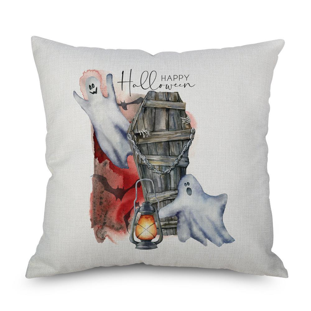 Halloween Linen Pillowcase Pumpkin Plaid Pillow Case for Bedroom Room Aesthetics Pillow Cover Luxury Designer Cushion Cover