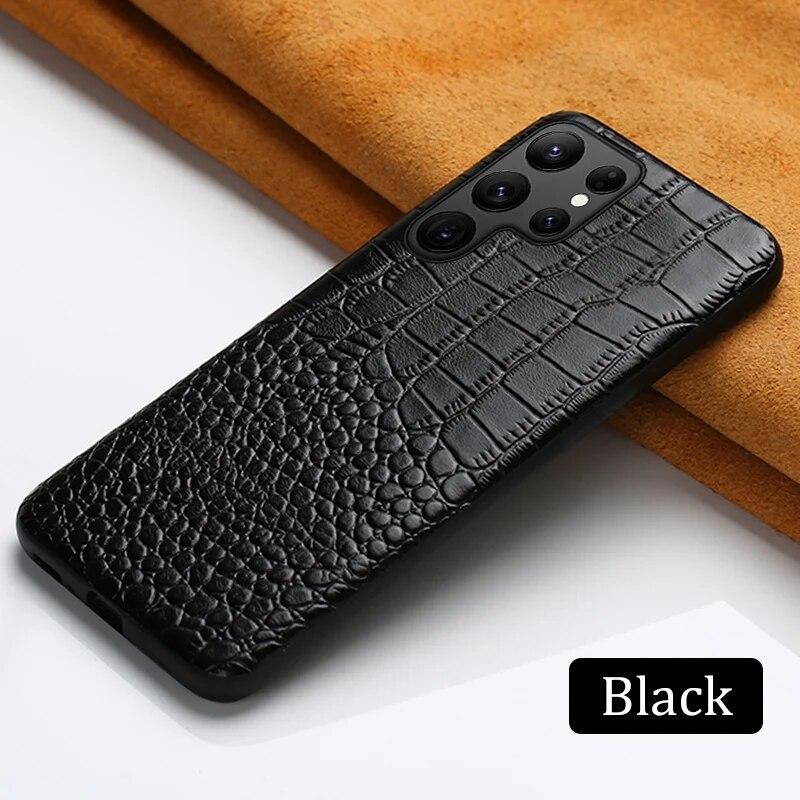 

Чехол из натуральной кожи для телефона Samsung Galaxy S24 S23 S22 Ultra S21 S20 FE S9 S10 Plus Note 20 10 A51 A52 A53 A54 5G A34 A14, противоударный чехол For Galaxy S23 чёрный