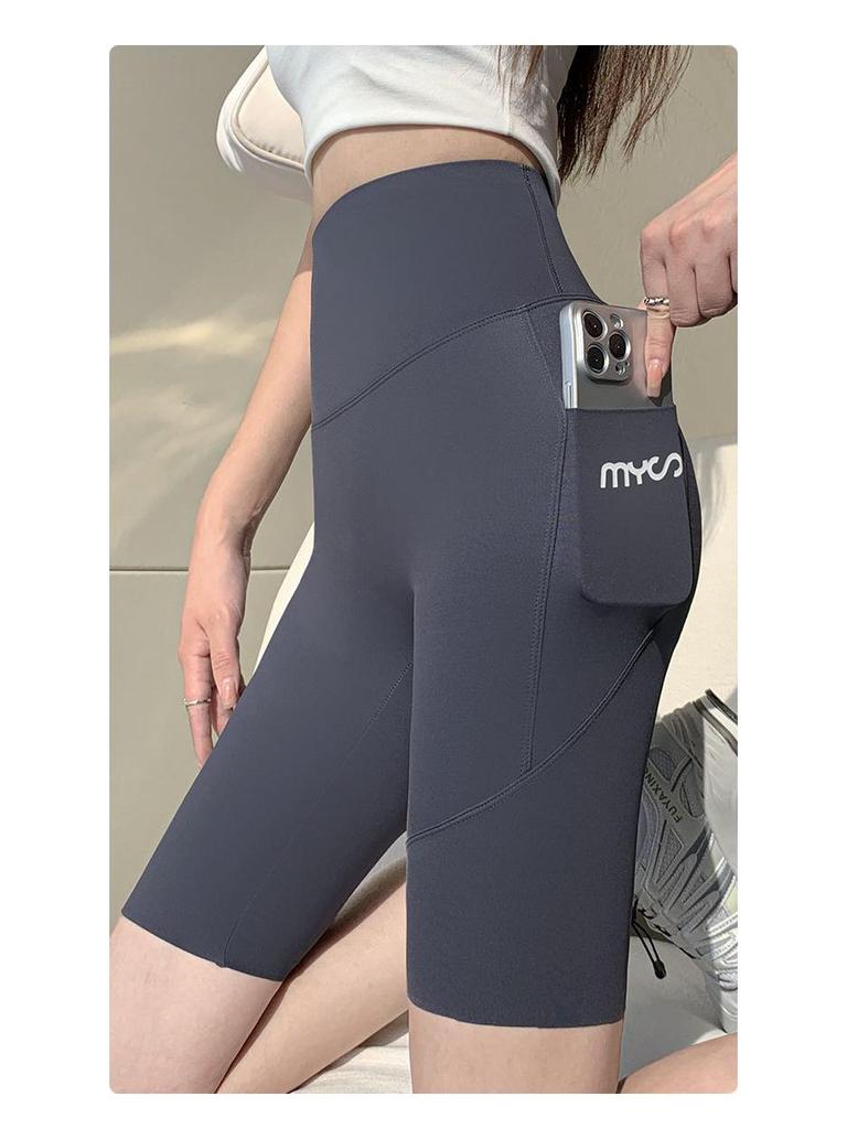 Quick-Dry Hip Lift Yoga Leggings with Phone Pocket - Slim Fit Summer Style Barbie Pink