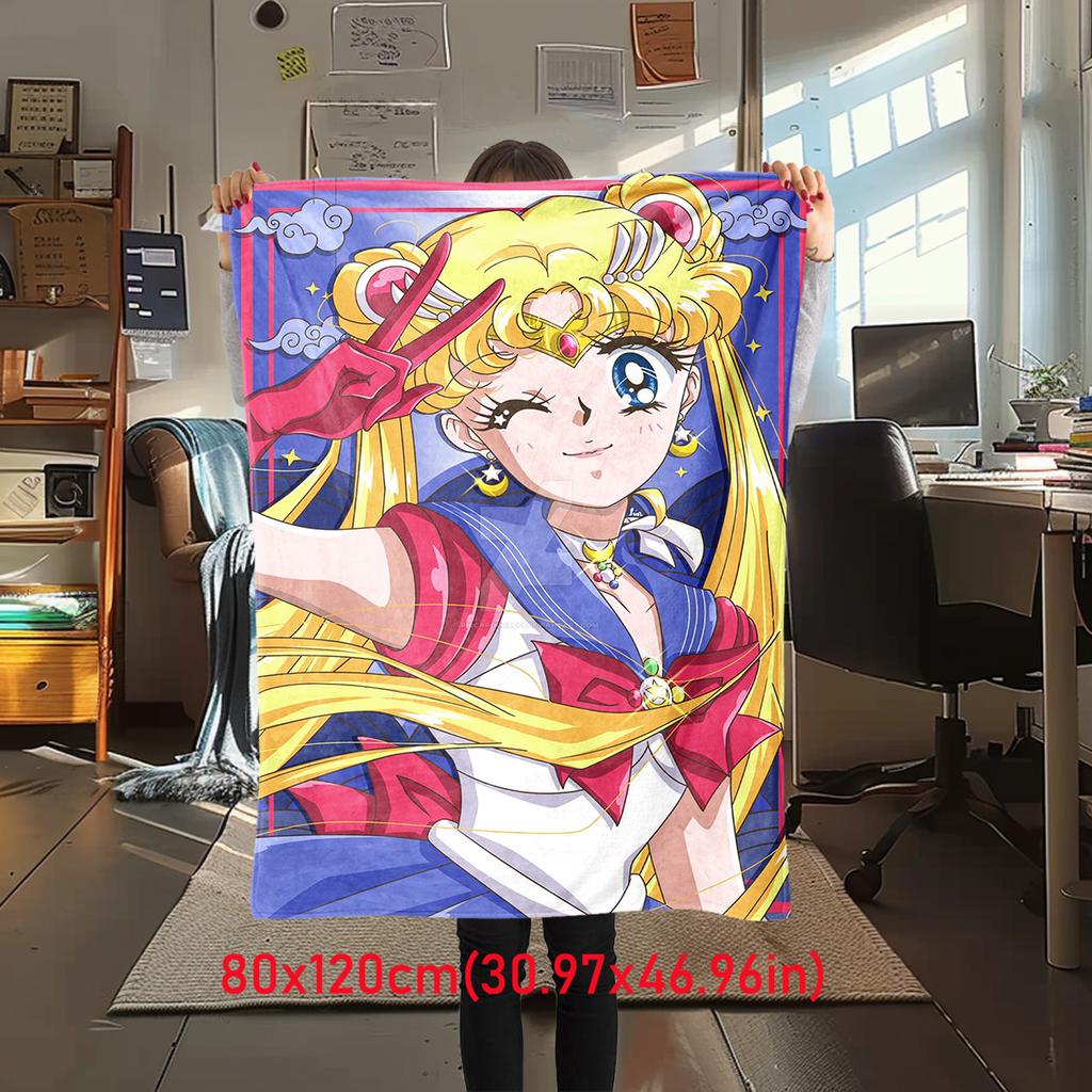 Japanese anime cute cartoon theme Sailor Moon Tsukino Usagi blanket suitable for home beds, sofa covers, office nap, outdoor warm blankets O7