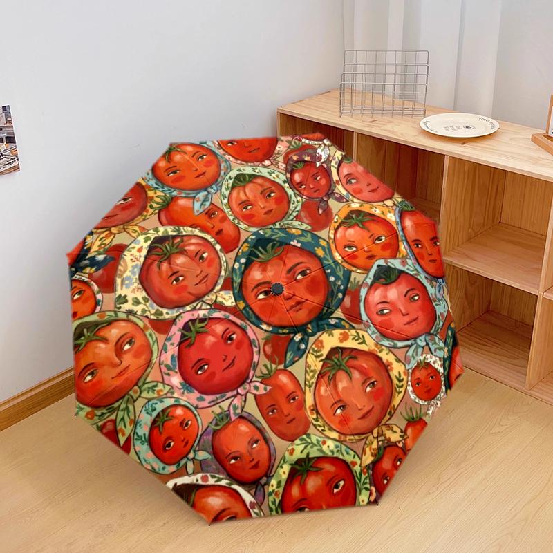 1 Stück Automatischer Faltregenschirm - Retro-Tierkunstmuster, Tragbares & Faltbares Design mit 8 Speichen, Weihnachts-Geburtstagsgeschenke