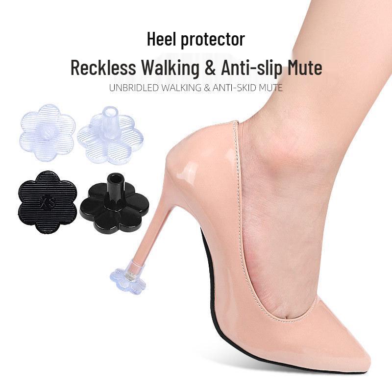 Women's Floral Anti-Slip Wear-Resistant Silent Stiletto Heel Protector for Latin Dance Shoes