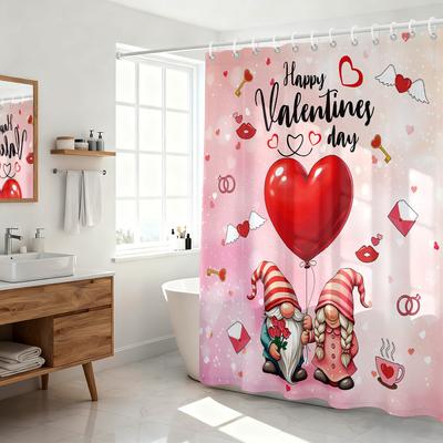 1pc Romantic Valentine's Day Goblin Print Waterproof Privacy Shower Curtain with 12 Hooks Multiple Sizes Easy To Install