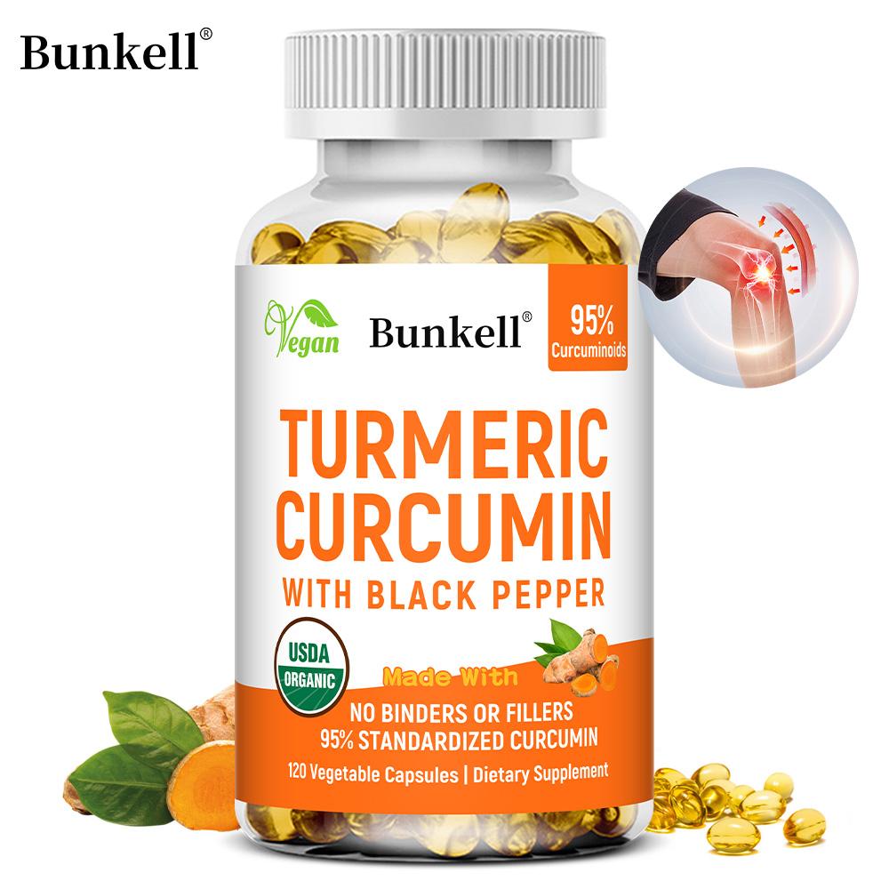 Turmeric Curcumin with Black Pepper Extract, 120 Vegan Vegetable Capsules, Curcuminoids Dietary Supplement