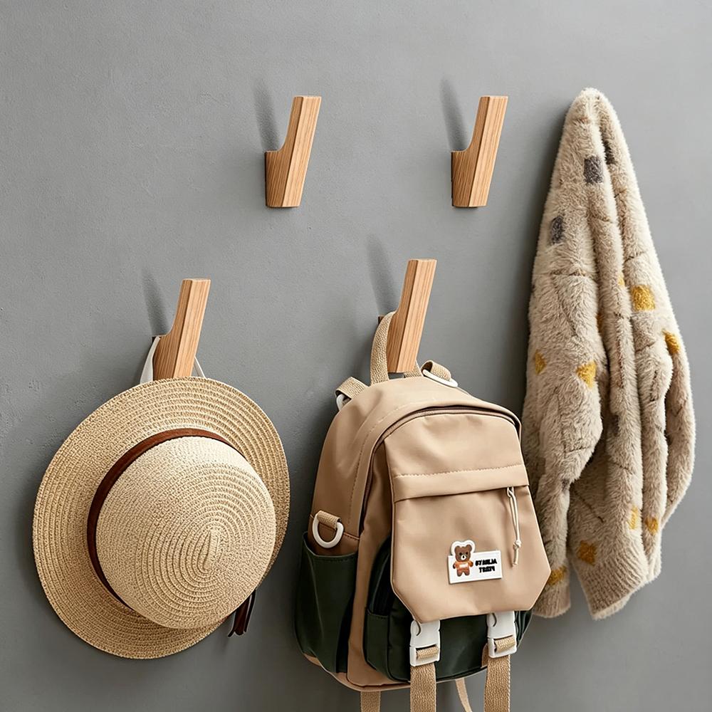 Natural Wooden Coat Hooks Clothes Robe Handbag Hanger Hook for Hanging Scarf Towel Rack Home Decor Wall Mounted Hook Organizer