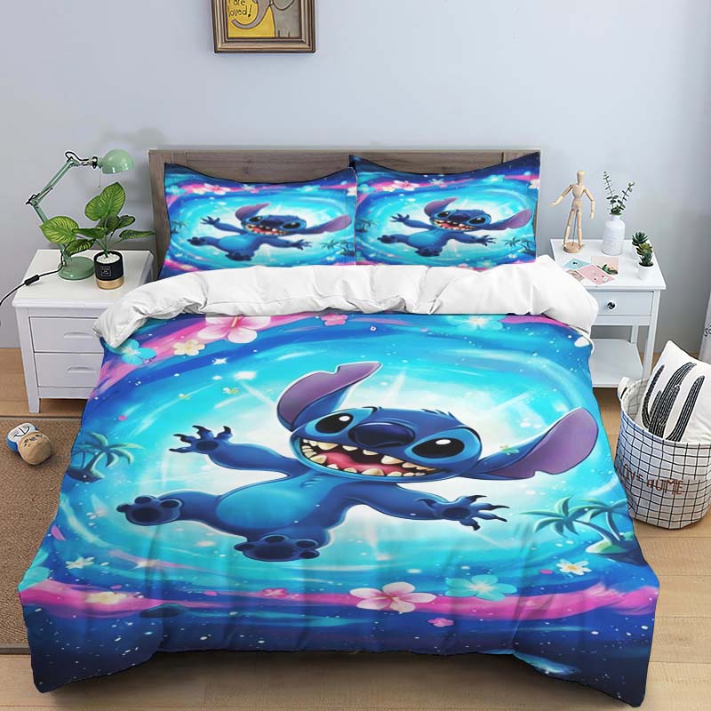 Duvet Cover Stitch Cartoon Kids Bedding Sets Anime Comforter Cover Sets Single Double Children Girls Boys Gifts Bedroom Decor