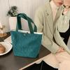 Trendy Corduroy Lunch Bag Cotton Cloth Small Size Lunch Box Portable Food Storage Bag Picnic Tote Bag