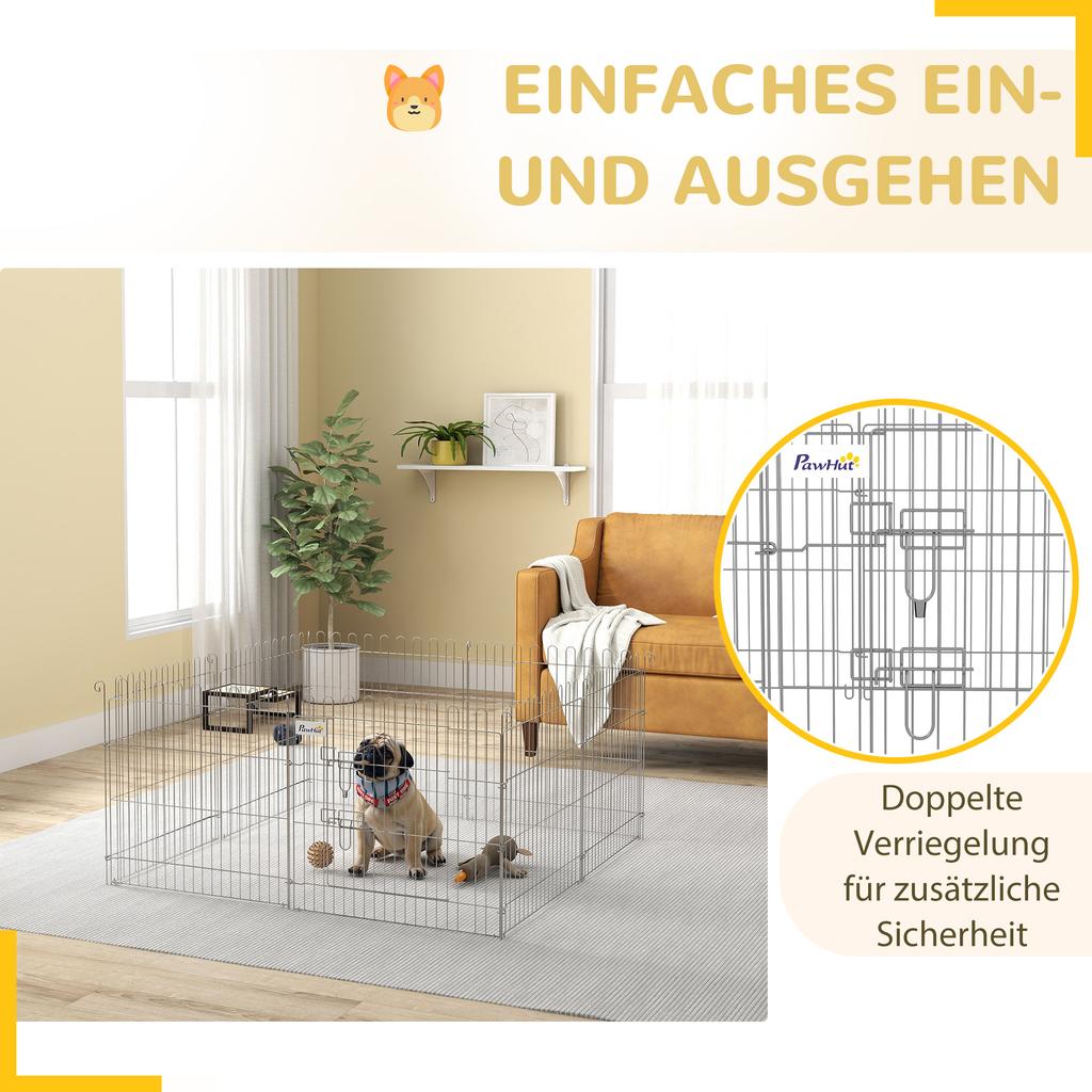 Free-Range Enclosure Puppy Playpen Puppy Fence Playpen Puppy Gate for Animals 8-Piece W63 x H60 cm