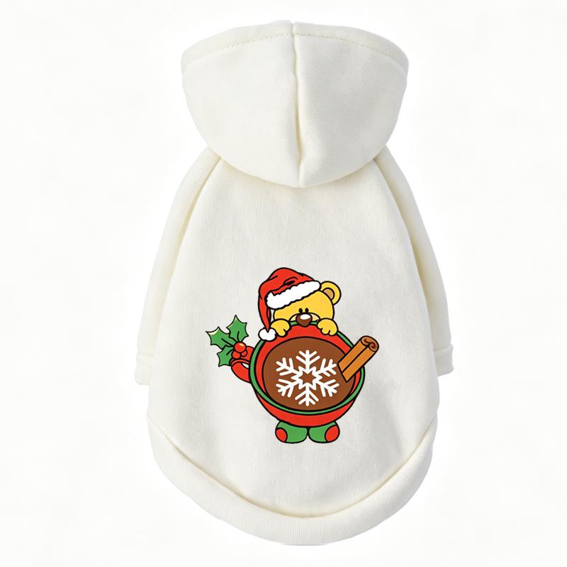 Christmas Cartoon Print Dog Hoodie Soft Warm Pet Sweatshirt X‑mas Holiday Festive Outfit Costume For Puppy French Bulldog