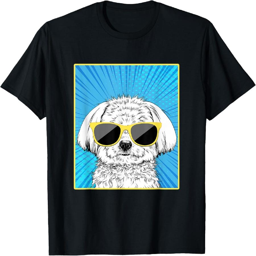 Мальтийская собака в стиле Поп-арт с солнечными очками Футболка XXXXXL чёрный