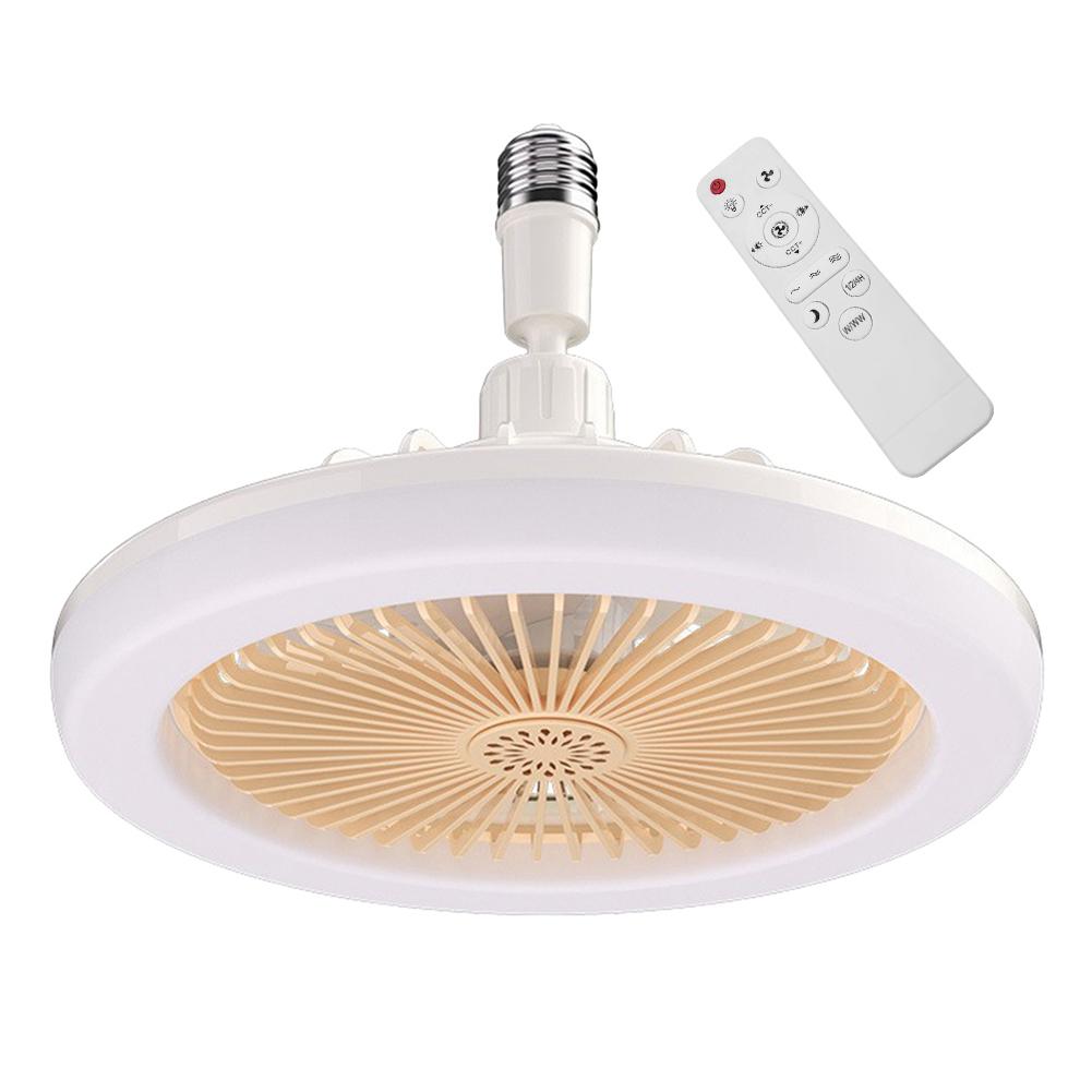 2 In 1 Silent Ceiling Fan Light with Remote Control Electric Cordless Fan Dimming Three Color Light for Home Living Room Bedroom