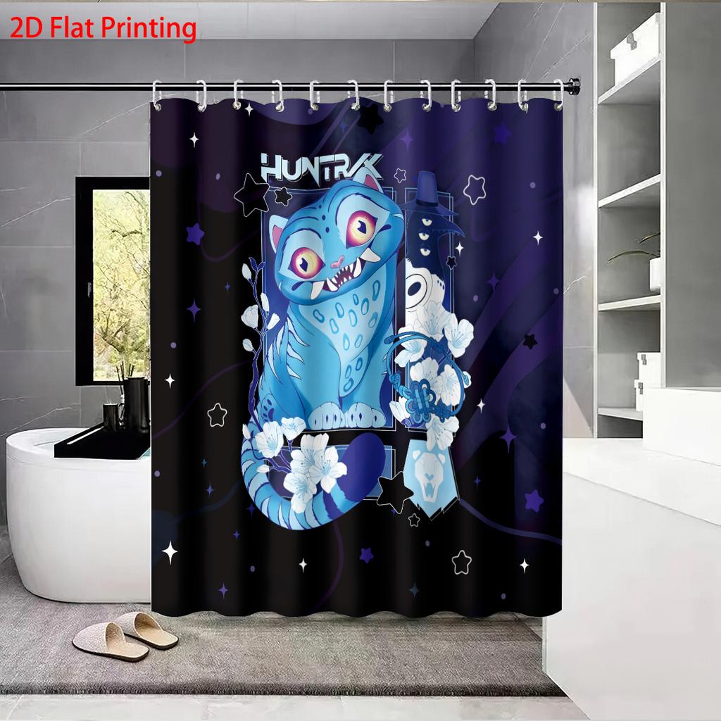 1pc K-Pop Demon Hunters Printed Waterproof Shower Curtain Multi Size Privacy Hanging Curtain with 12 Hooks Easy Installation