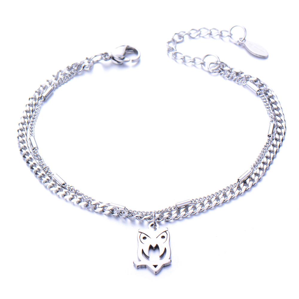 European and American simple personalized bell double-layer titanium steel bracelet spot men and women couple jewelry women's trend fashion jewelry