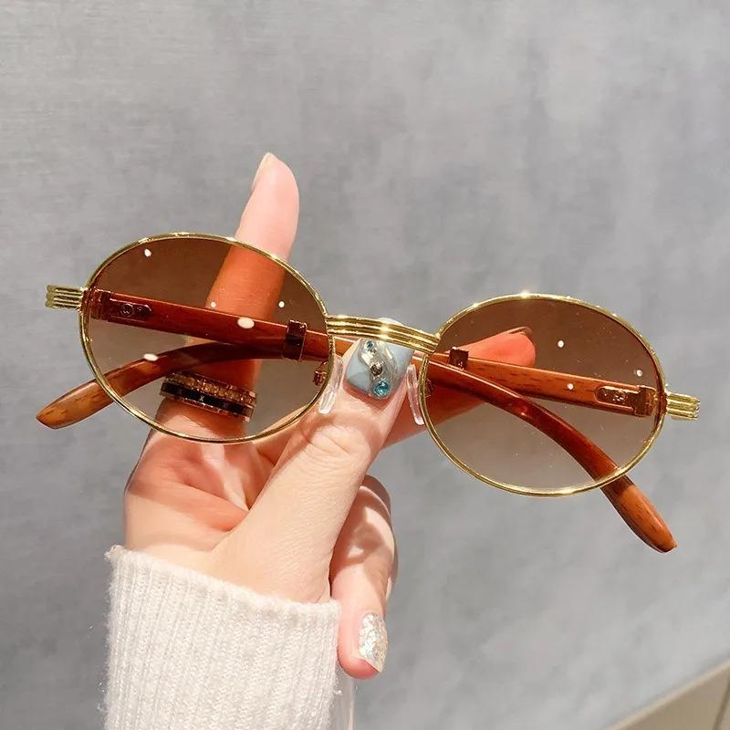 Retro Oval Men Sunglasses Fashion Brand Designer Clear Gradient Lens Eyewear Women Luxury Sun Glasses Shades UV400