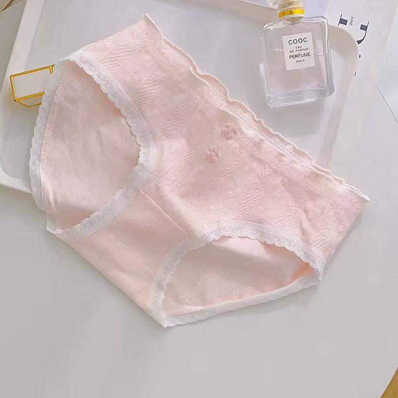 

Женское хлопковое нижнее белье для девочек, милые цветочные трусы, бесшовные трусы со средней талией, сексуальные кружевные трусики, женское нижнее белье XL розовый