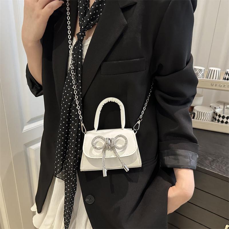 Niche premium textured women's bags spring new bow small square bag single shoulder crossbody handbag women